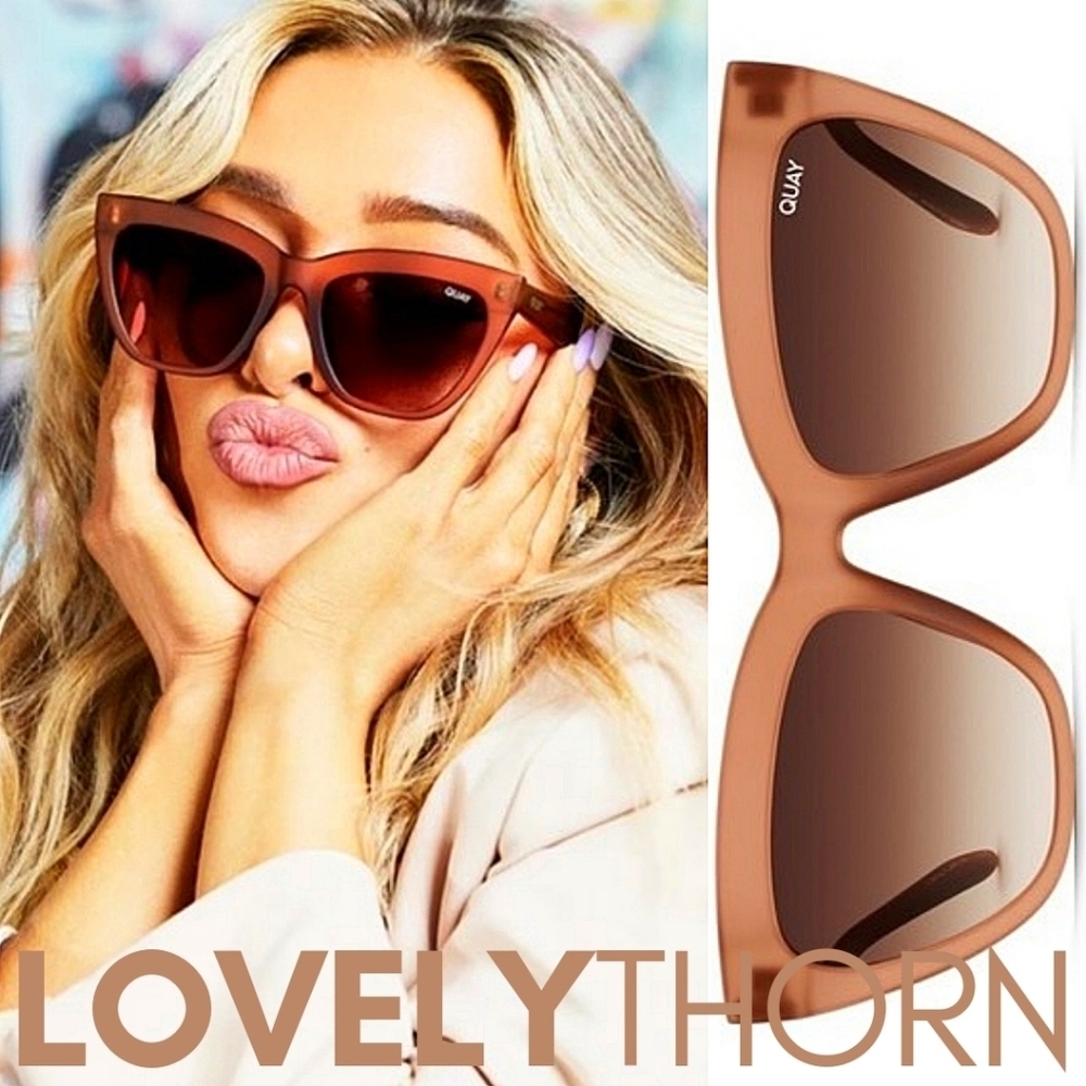 QUAY // ltd ed frosted caramel brown frame brown gradient lens cateyes